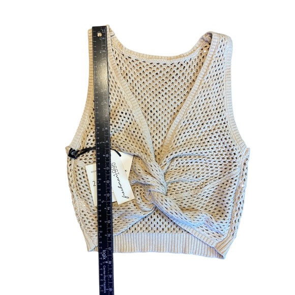 Womens New freshman 1996 Beige Crochet Knit 2 Piece Set Crop Top Maxi Skirt - Picture 10 of 14